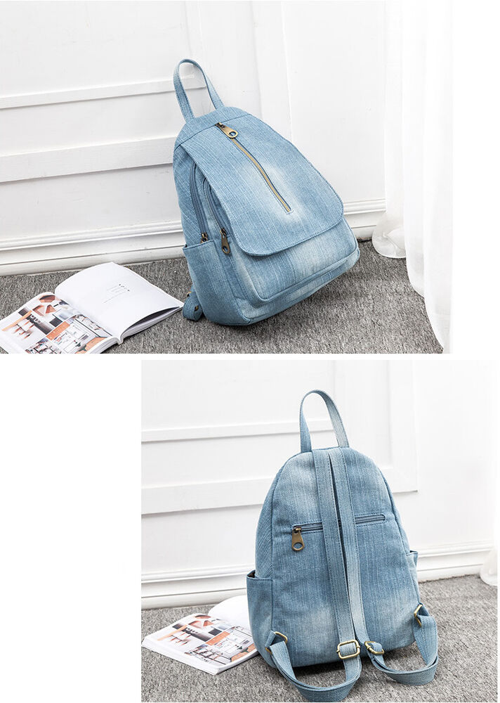 Women's Denim Small Mini Backpack Rucksack Daypack Travel bag Cute Purse Retro