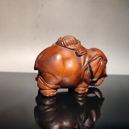Home decoration bat elephant wooden statue decor living wall wood carved wealth