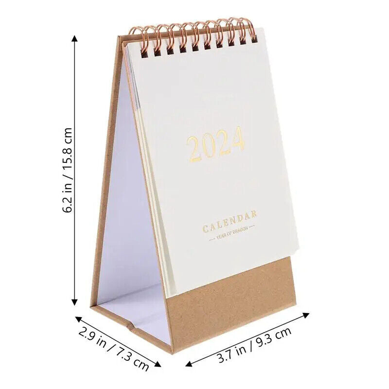 Desk Calendar 2024 Paper Print Stand Up Flip Ornament Table Decor 15.8x9.3x7.3cm