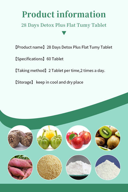28-Day Detox + Flat Tummy Tablets for a Slimmer Waistline 60 Tablets