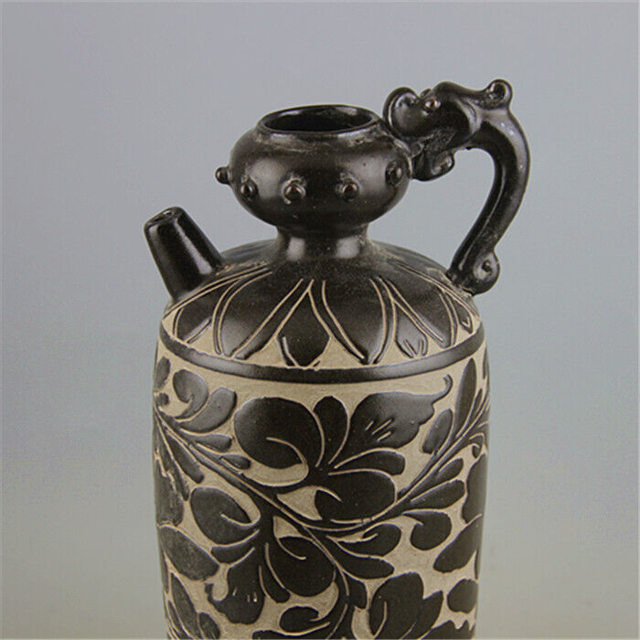 Chinese Song Cizhou Kiln Black Glazed Garlic Straight Pot
