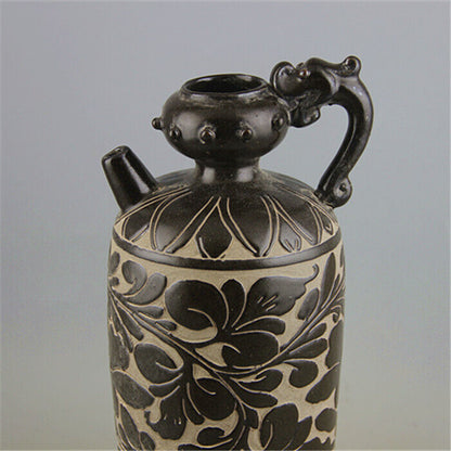 Chinese Song Cizhou Kiln Black Glazed Garlic Straight Pot
