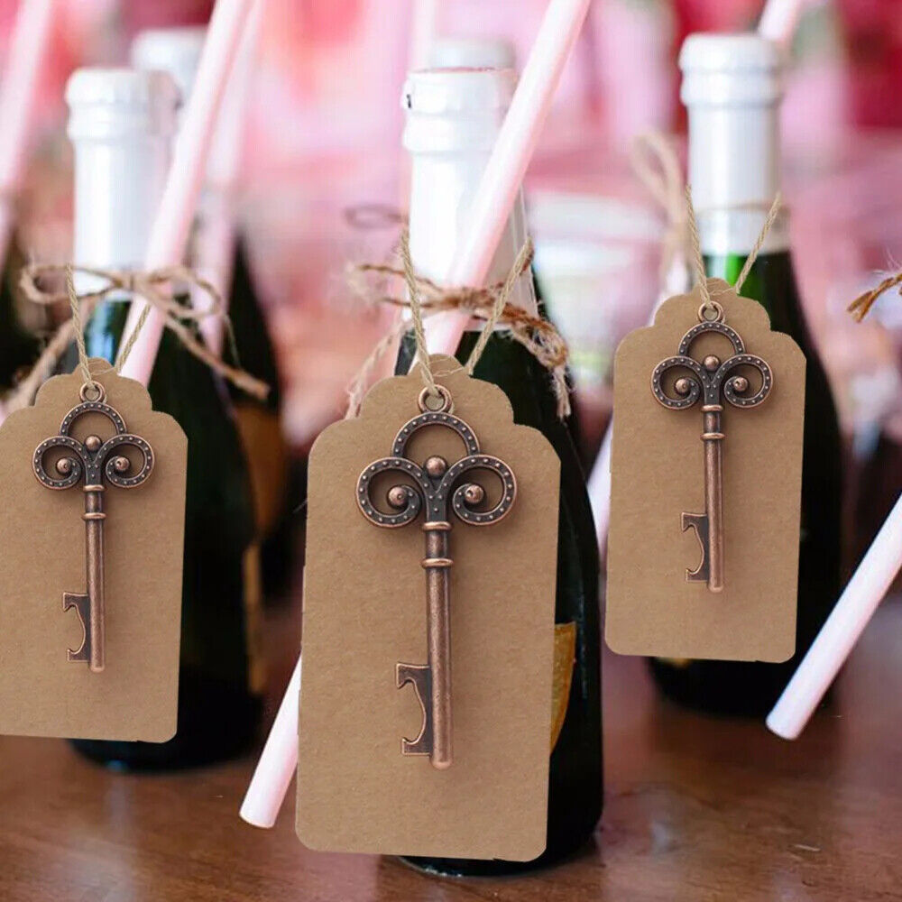 Key Bottle Opener Keychain 50Pcs Metal Kraft Wine Beer Wedding Favors Gift 6.8cm