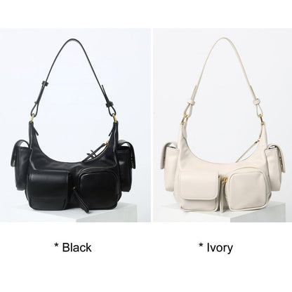 Small Real Leather Shoulder Bag Purse Handbag Hobo Crossbody w/ Lots of Pockets