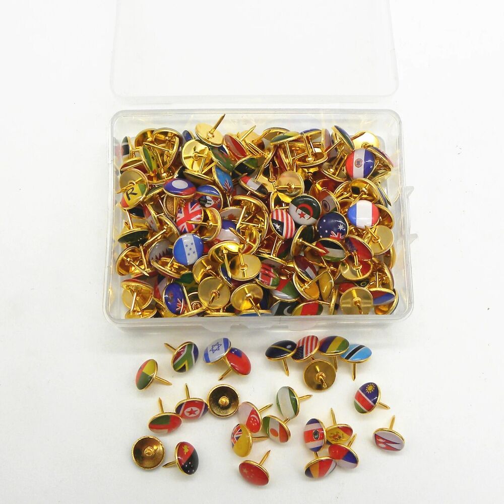 Board Marker Thumbtack 194Pcs Different Countries Map Tacks Nation Flag Pushpins
