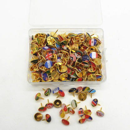 Board Marker Thumbtack 194Pcs Different Countries Map Tacks Nation Flag Pushpins