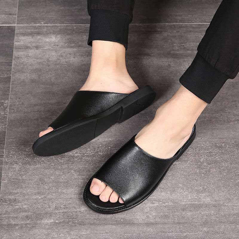 Men Are Slippers Home Indoor Flat Shoes Outdoor Open Toe Beach Men