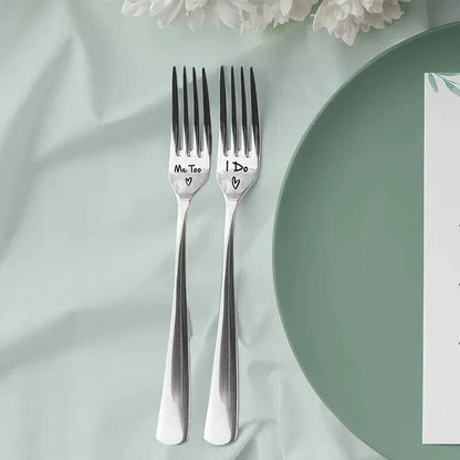 I Do Me Too Forks Set 2Pcs Husband Wife Couples Wedding Engagement Proposal Gift
