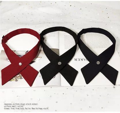 Women Criss Cross Bow Ties Fashion Solid Detachable Collars Apparels Accessories