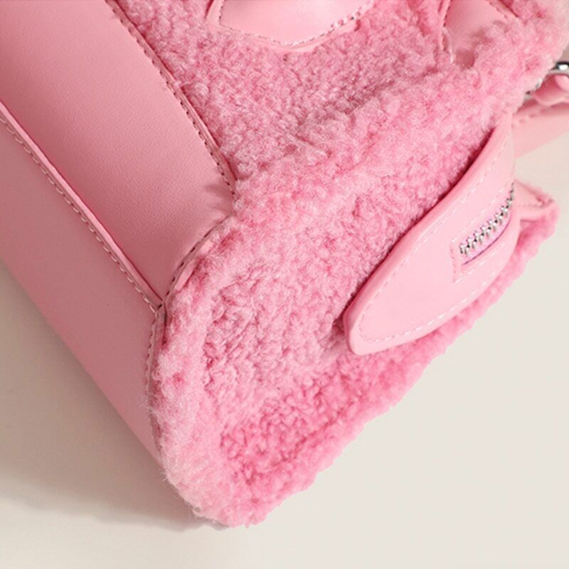 Handbags Women Shoulder Bags Ladies Wool PU Leather Shell Bags