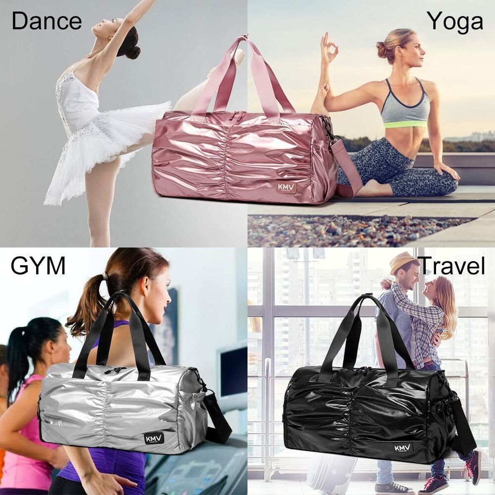 Metallic Women Stylish Gym Duffle Bag School,Ballet Dance for Rose gold