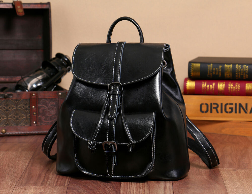 Anti-theft Genuine Leather Backpack Vintage Shoulder Bag Travelling School Purse