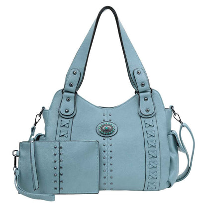 2x Celela Women Shoulder Handbag Bag Concealed Carry Studs Stitch Hobo Purse Bag