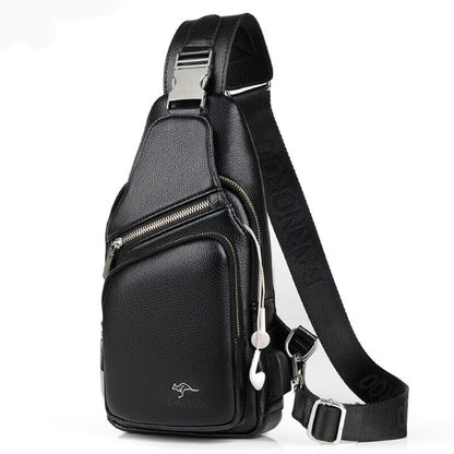 Men's Sling Backpack Faux Leather Crossbody Chest Bags Casual Daypack Sport Bags