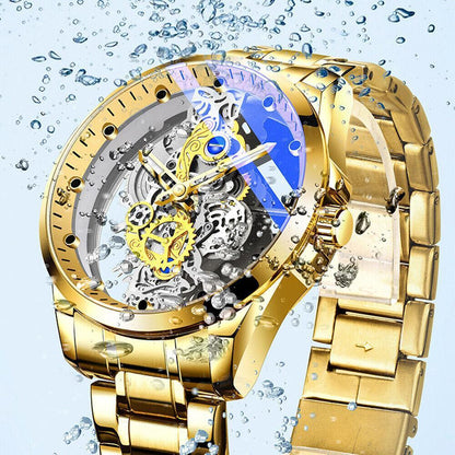 Reloj Esqueleto Hueco De Lujo Para Hombres Automático Cuarzo Acero Inoxidable