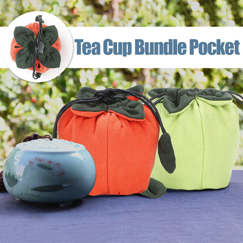 Tea Cup Drawstring Bag Travel Teaware Storage Pouch Portable Collect Teacup Bag
