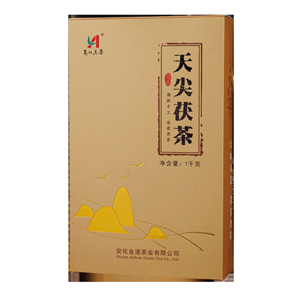 1kg Hunan Anhua black tea authentic gold flower Por brick tea hand-built Por tea