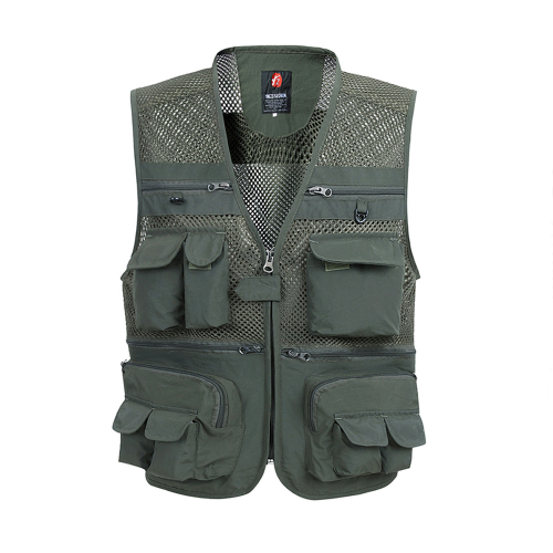 Summer Mesh Vest Men Casual Breathable Multi Pocket Waistcoat Baggy Vest With