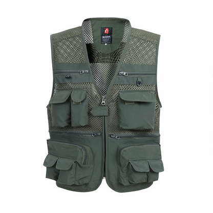 Summer Mesh Vest Men Casual Breathable Multi Pocket Waistcoat Baggy Vest With