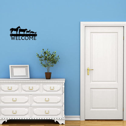Farm Animals Welcome Sign - 12 inch Wide Metal Wall Art