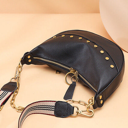 Women's Real Leather Sling Shoulder Bags, Fashion Chain Underarm Bag Crossbody