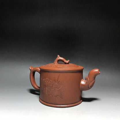 vintage chinese yixing purple clay teapot zisha ceremony carving Collectible art