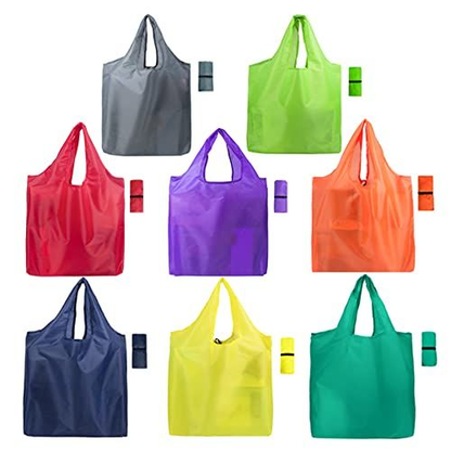8 Pack Grocery Bags Reusable Foldable Shopping Extra large, Yellow,blue