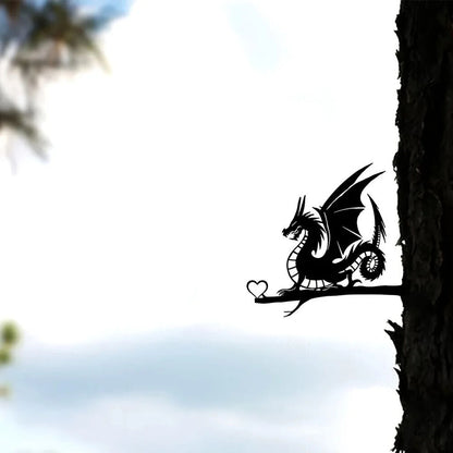 Dragon On Branch Steel Silhouette Metal Wall Art Home Garden Yard