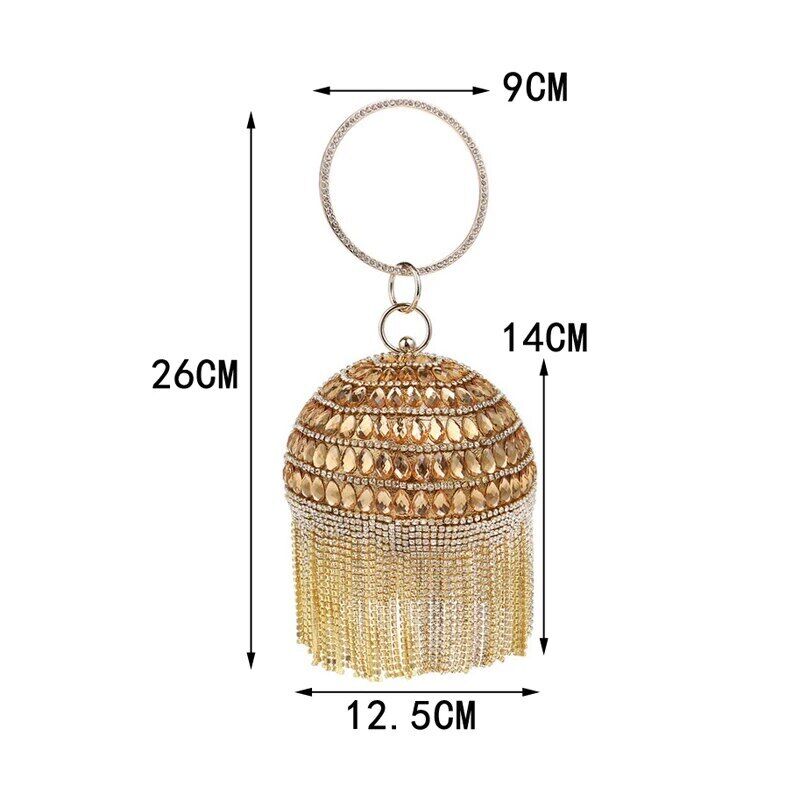 Ball Diamond Women Party Clutches Evening Wedding Bag Bridal Shoulder Handbag