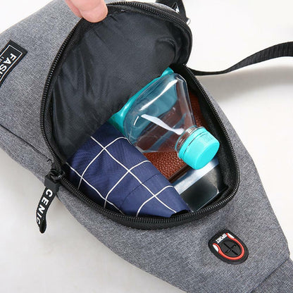 Fashion Shoulder Bag Chest Pack Canvas USB Charging Crossbody Handbag Waist Pack