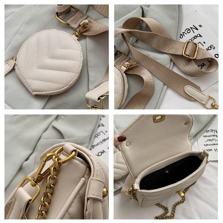 Small Synthetic Leather 2 PCS/SET Shoulder Bag Handbag Crossbody Purse 20*15*7CM
