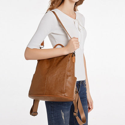 Ladies Leather Backpack Purse Anti-Theft Rucksack Travel Bag Satchel