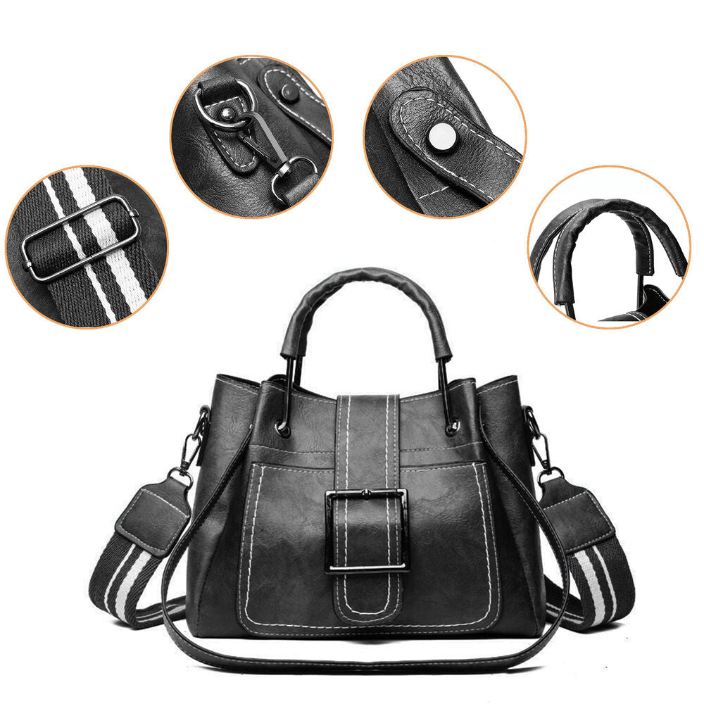 Women's Leather Organizer Purse Shoulder Bag Multiple Pockets Cross Body Handbag