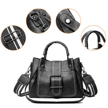 Women's Leather Organizer Purse Shoulder Bag Multiple Pockets Cross Body Handbag