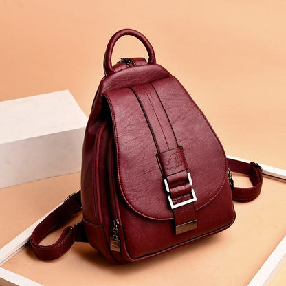 Women Leather Backpacks Female School Bag Travel Back Bag Retro Bagpack