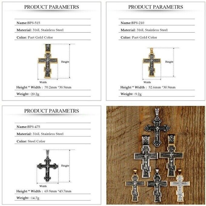 Men Jesus Cross Pendant Chain Necklace Stainless Steel Crucifix Fashion Jewelry