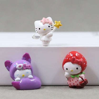8pcs Cute Hello Kitty Kuromi My Melody Figures Toy Figurine Cake Toppers Decor