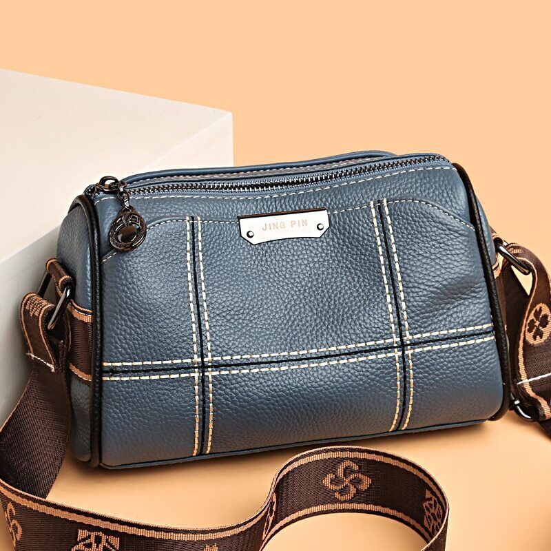 Women Genuine Leather Handbags 3 Layers Cow Leather Shoulder Crossbody Bags Bag