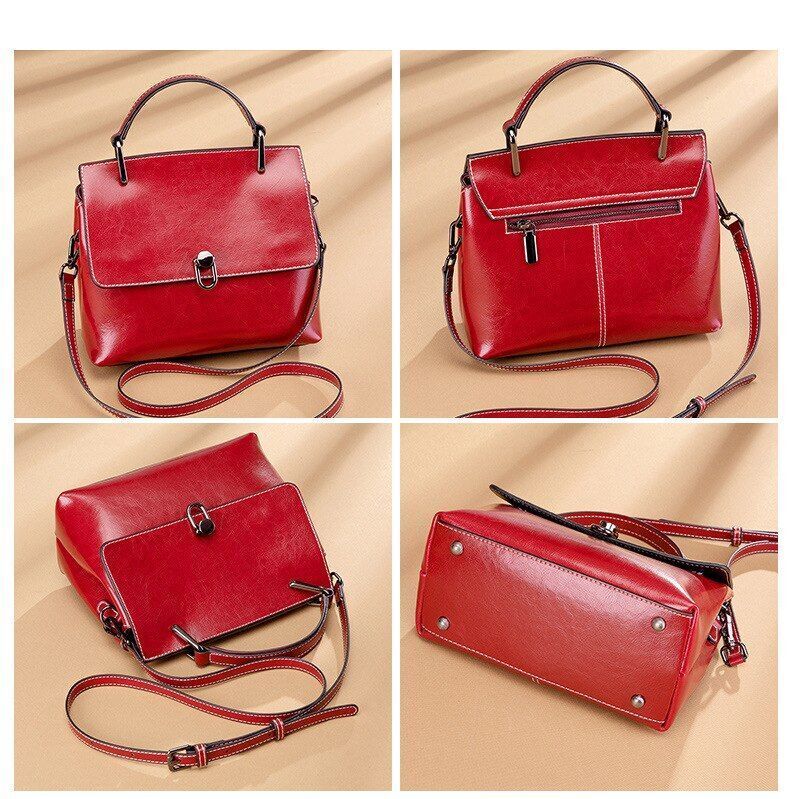 Cowhide Leather Bag One-shoulder Handbags Satchels Large Messenger 26*13*21 CM