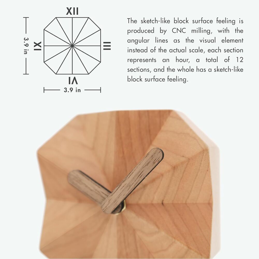 Wooden Desktop Clock Minimalist & Creative Design Home Office Decoration Gift