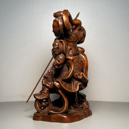Collection Chinese Boxwood Carving Child Statue Wooden Sculpture Decor Artwork