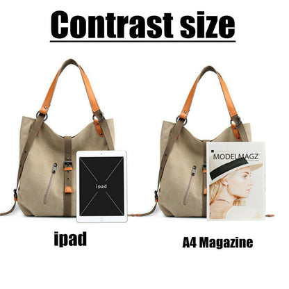 Women Canvas Backpack Shoulder School Bag Messenger Travel Handbag Tote