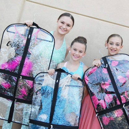 Simply Caddy Costume Garment Bag with Pockets, Black Trim Clear