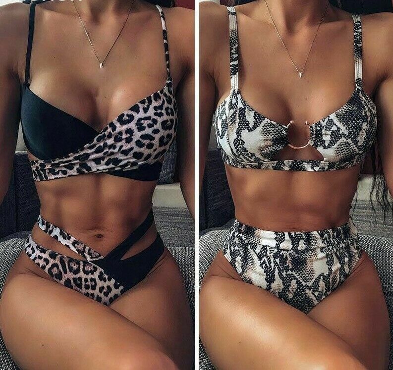 Women Swimwear High Waist Bikini Set Push Up Leopard Brazilian Bathing Swimsuits