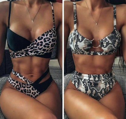 Women Swimwear High Waist Bikini Set Push Up Leopard Brazilian Bathing Swimsuits