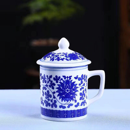 New Chinese Dragon Coffee Mug with Lid Porcelain Office China Tea Cups Gifts
