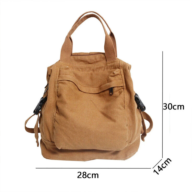Unisex Students' Retro Backpack Shoulder Bag Schoolbag Solid Color
