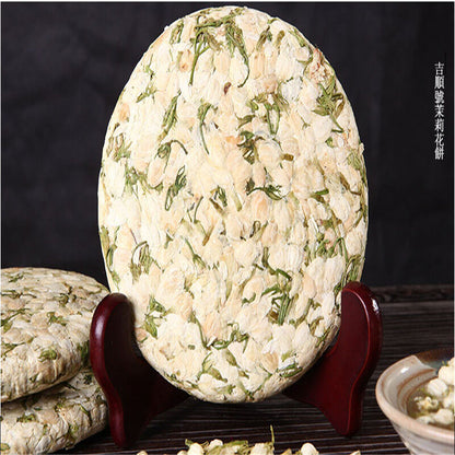 200g Top Grade Dried Jasmine Tea Bud Flower Tea Green Pu-erh Tea Cake Blooming