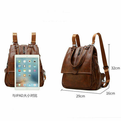 100% Genuine Leather Women's Backpack Travel Bag School Rucksack Crossbody Bag