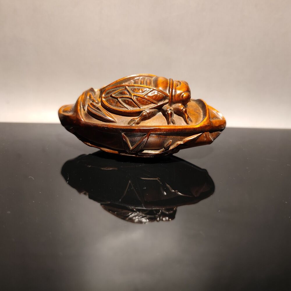 vintage christmas elf presents lucky cicada bamboo gift happy wood carved statue